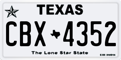 TX license plate CBX4352