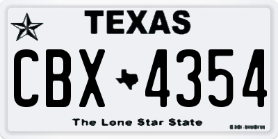 TX license plate CBX4354
