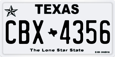 TX license plate CBX4356