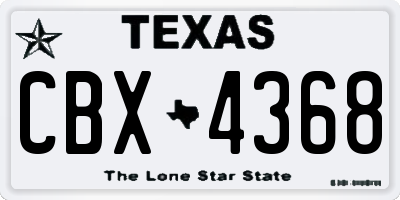 TX license plate CBX4368