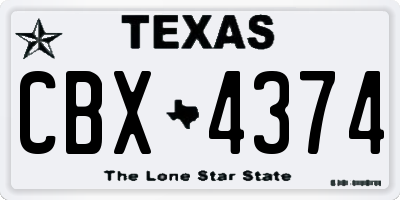 TX license plate CBX4374