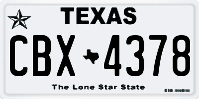 TX license plate CBX4378