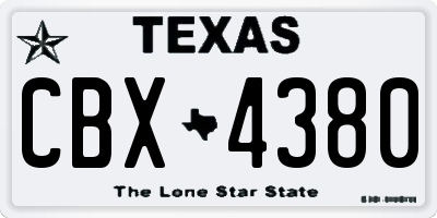 TX license plate CBX4380