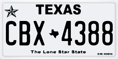 TX license plate CBX4388