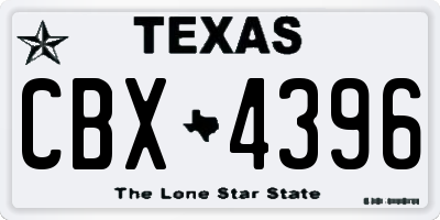 TX license plate CBX4396