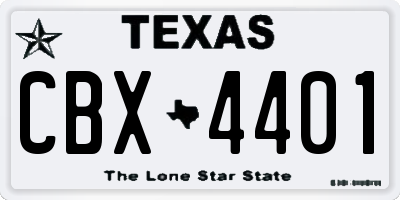 TX license plate CBX4401