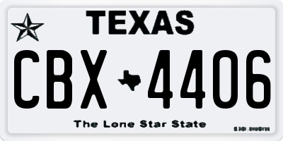 TX license plate CBX4406