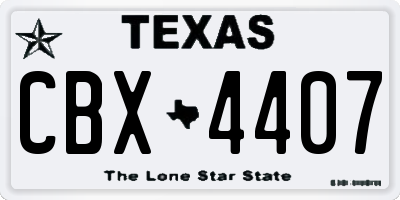TX license plate CBX4407