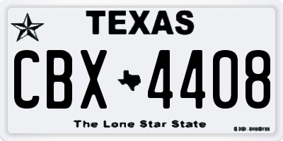 TX license plate CBX4408