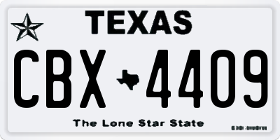 TX license plate CBX4409