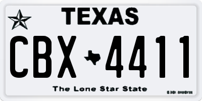 TX license plate CBX4411