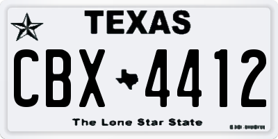 TX license plate CBX4412