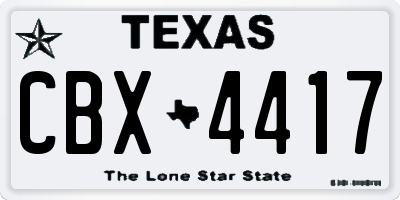 TX license plate CBX4417