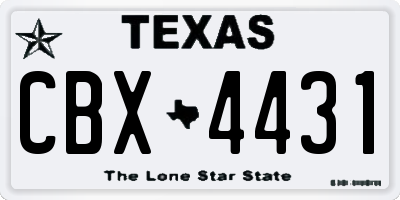 TX license plate CBX4431
