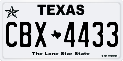 TX license plate CBX4433
