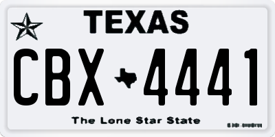 TX license plate CBX4441