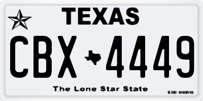 TX license plate CBX4449
