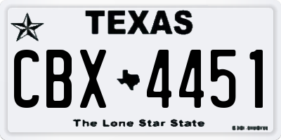 TX license plate CBX4451