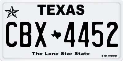 TX license plate CBX4452