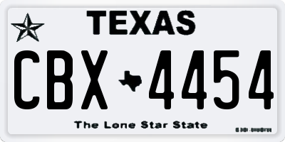 TX license plate CBX4454