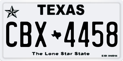 TX license plate CBX4458