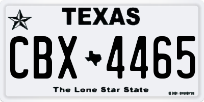TX license plate CBX4465
