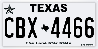 TX license plate CBX4466