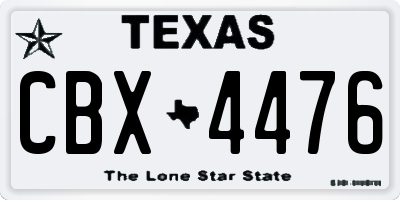 TX license plate CBX4476