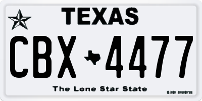 TX license plate CBX4477