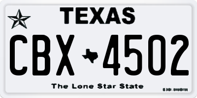 TX license plate CBX4502