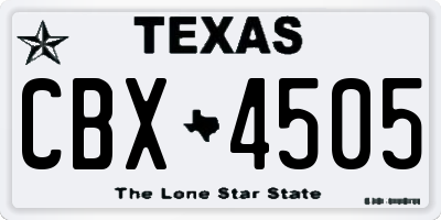 TX license plate CBX4505