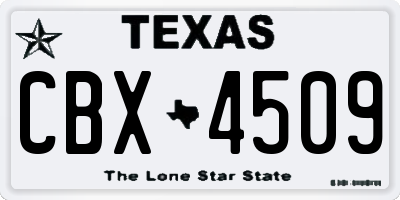 TX license plate CBX4509