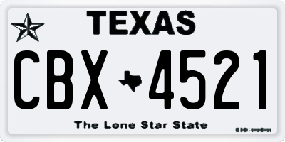 TX license plate CBX4521
