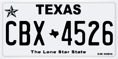 TX license plate CBX4526