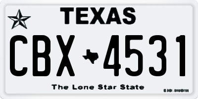 TX license plate CBX4531