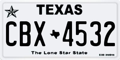 TX license plate CBX4532