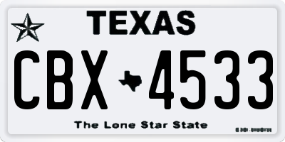 TX license plate CBX4533