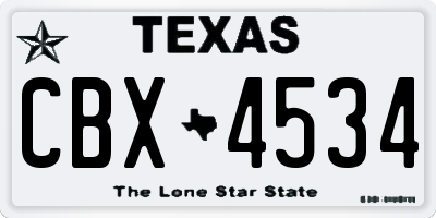 TX license plate CBX4534