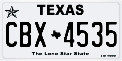 TX license plate CBX4535