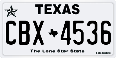 TX license plate CBX4536