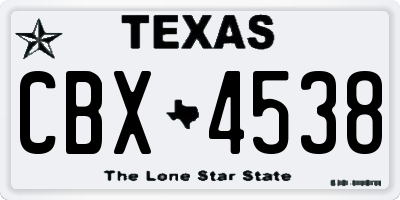 TX license plate CBX4538