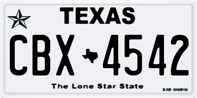 TX license plate CBX4542