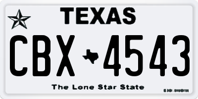 TX license plate CBX4543