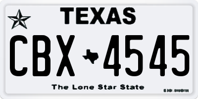 TX license plate CBX4545