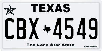 TX license plate CBX4549