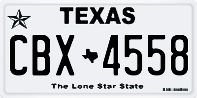TX license plate CBX4558