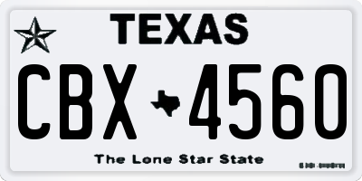 TX license plate CBX4560