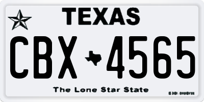 TX license plate CBX4565