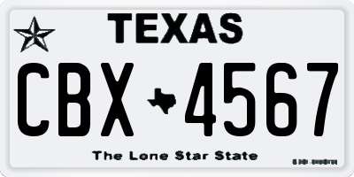 TX license plate CBX4567