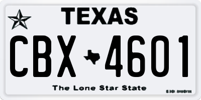 TX license plate CBX4601